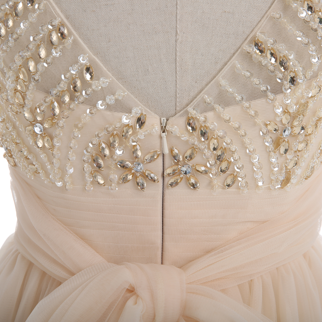 Sleeveless A-line Chiffon Cocktail Dress With Jewel Neckline And Beaded ...